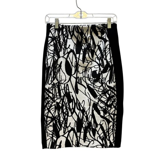 Joseph Ribkoff Black & White Abstract Print Pencil Skirt Size 6 - Picture 1 of 5